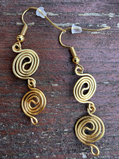 Gold Plated Double Spiral Earrings