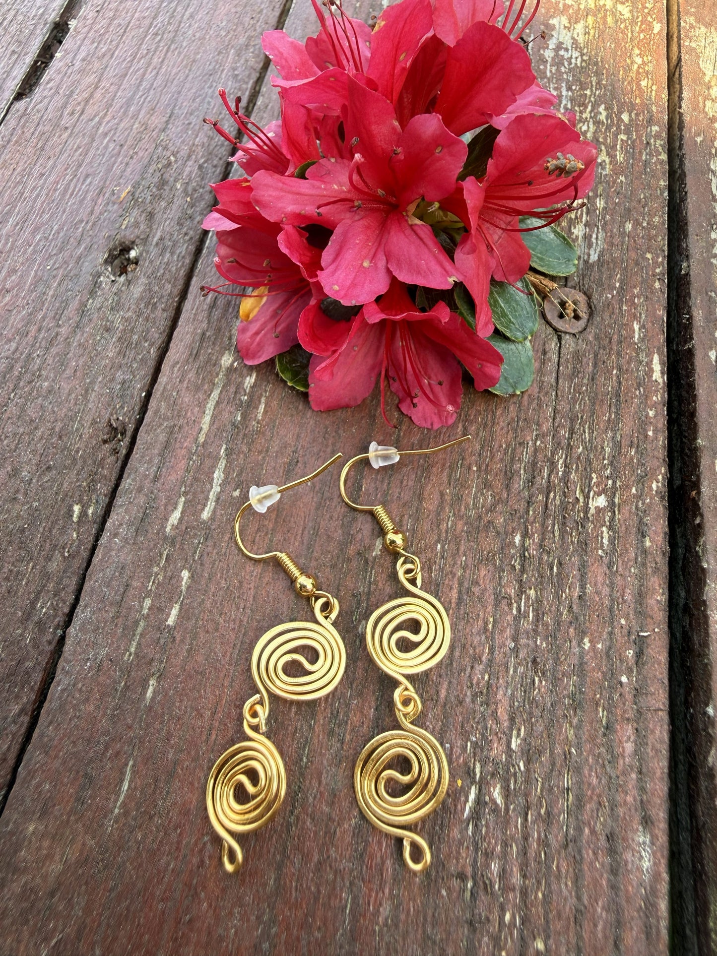 Gold Plated Double Spiral Earrings