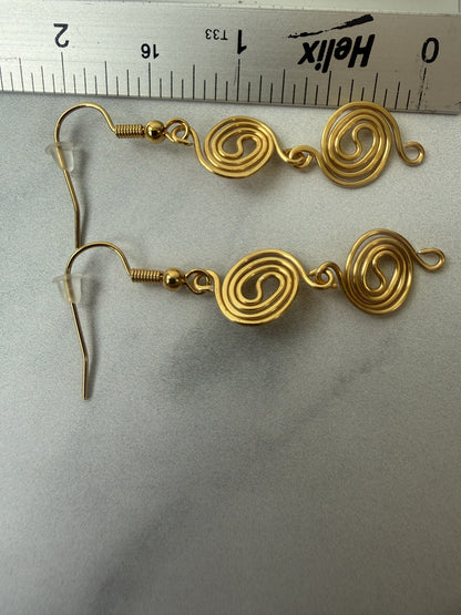 Gold Plated Double Spiral Earrings
