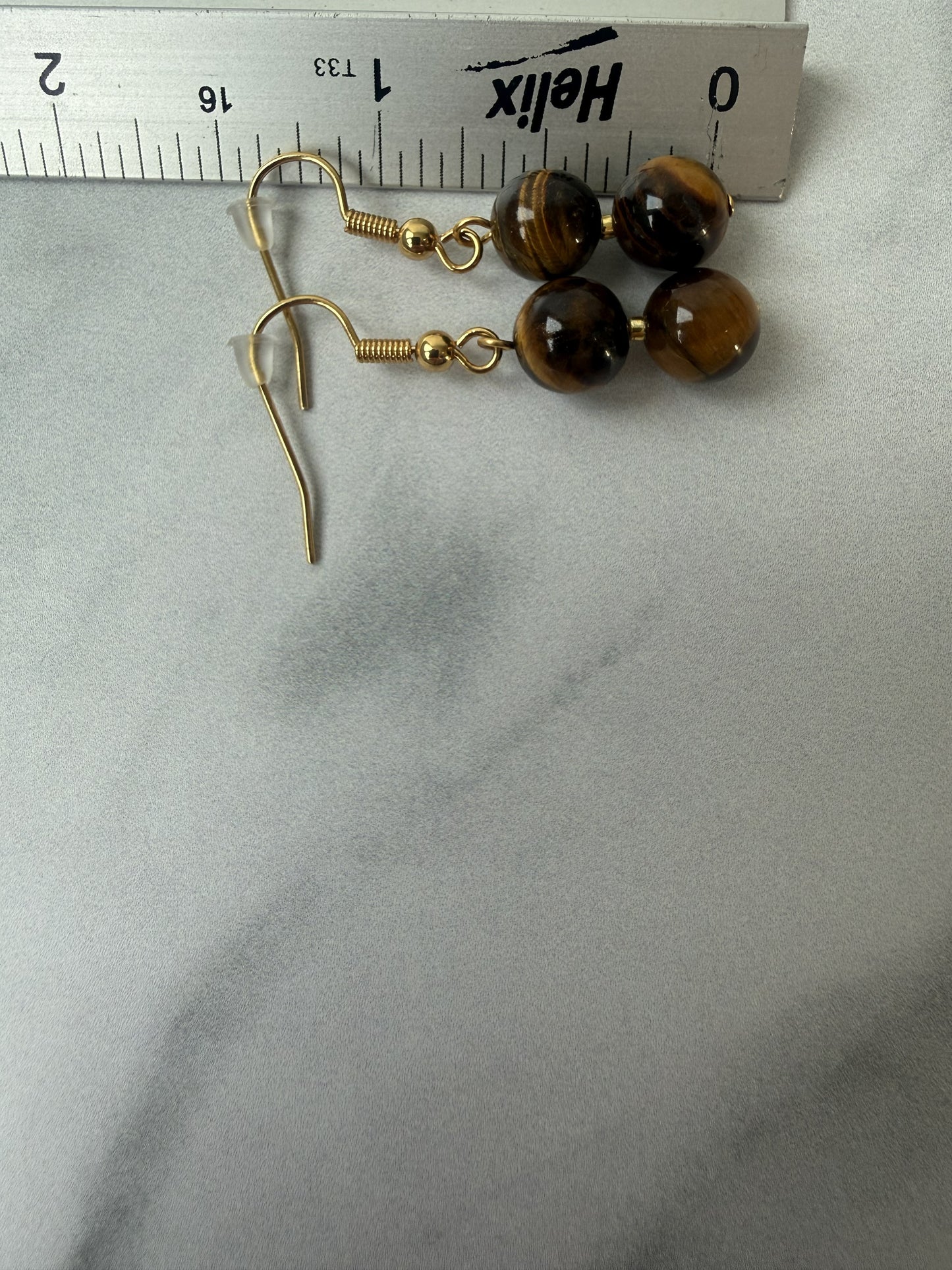 Tiger Eye Gold Plated Drop Earrings