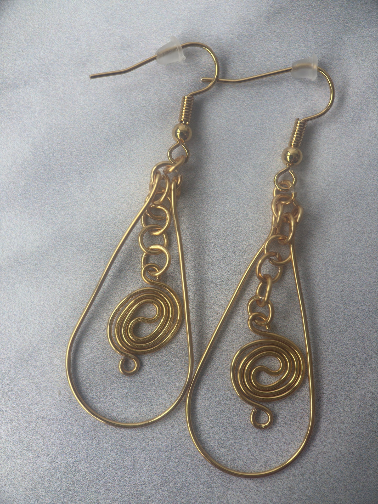 Gold Plated Spiral Teardrop Earrings