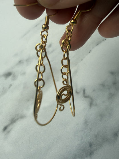Gold Plated Spiral Teardrop Earrings