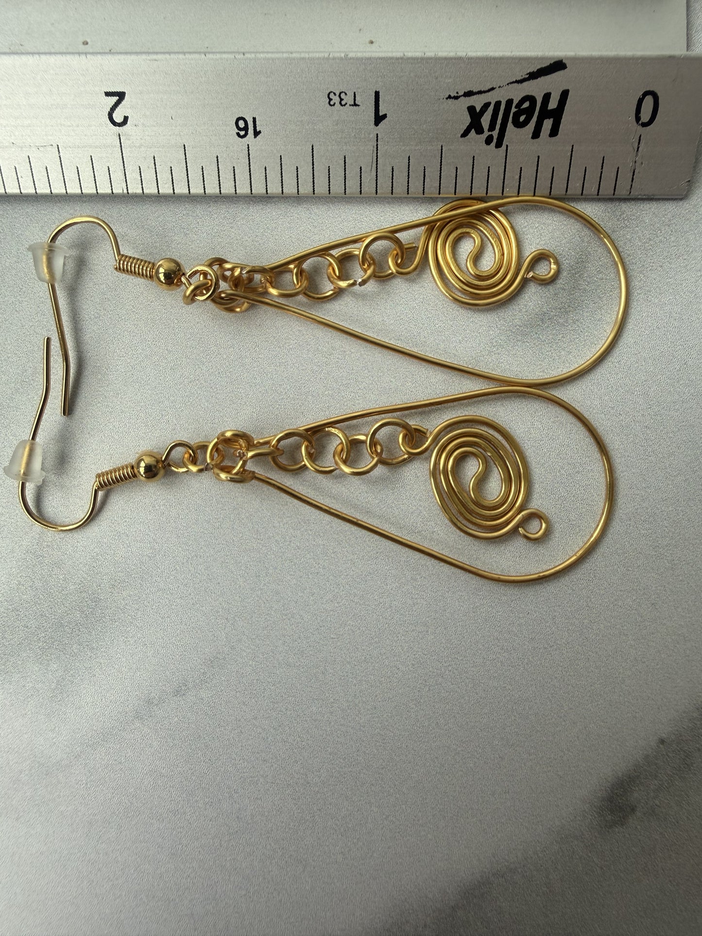 Gold Plated Spiral Teardrop Earrings