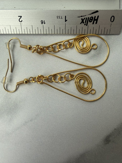 Gold Plated Spiral Teardrop Earrings