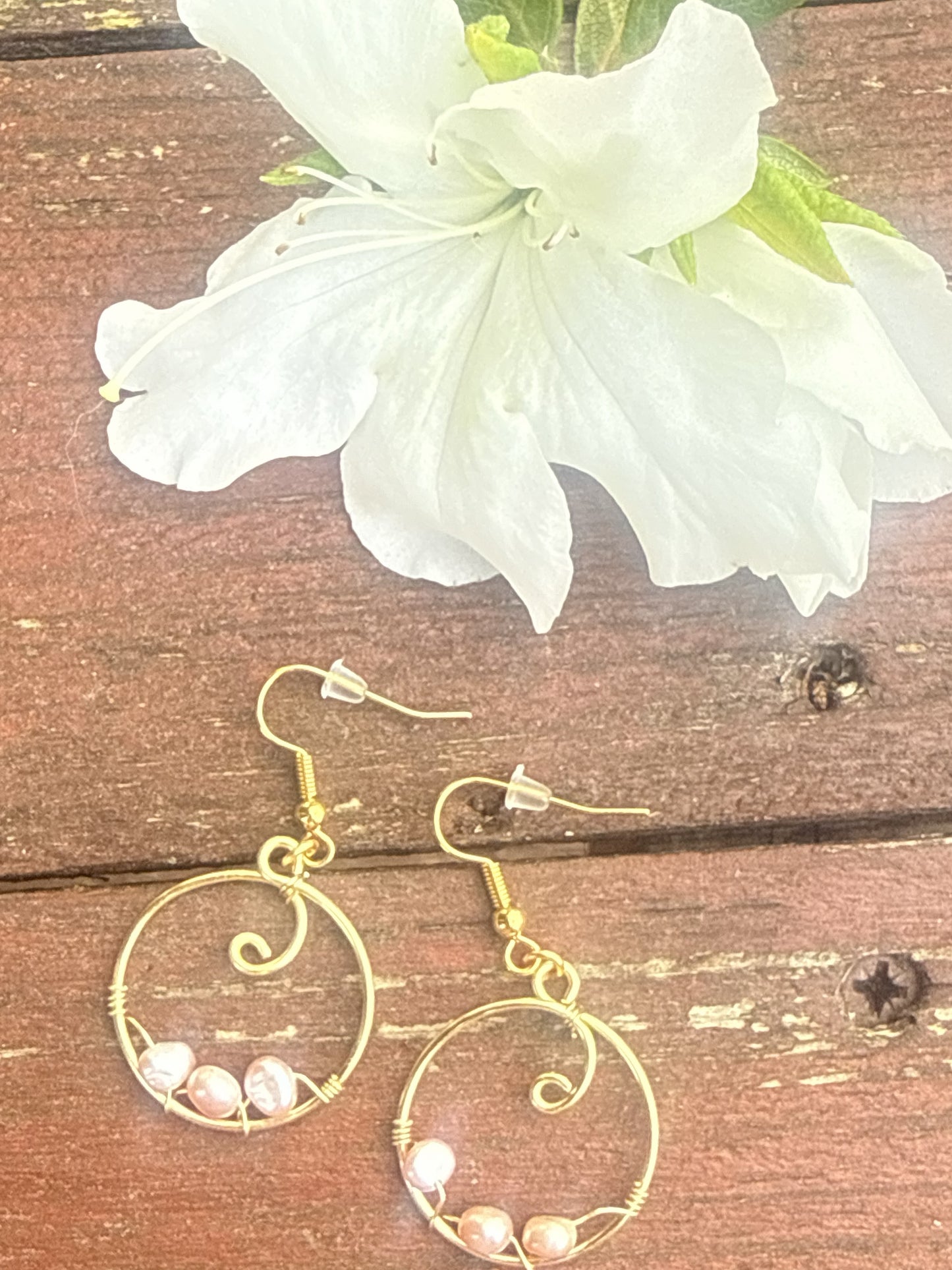 Gold Plated Freshwater Pearl Hoop Earrings