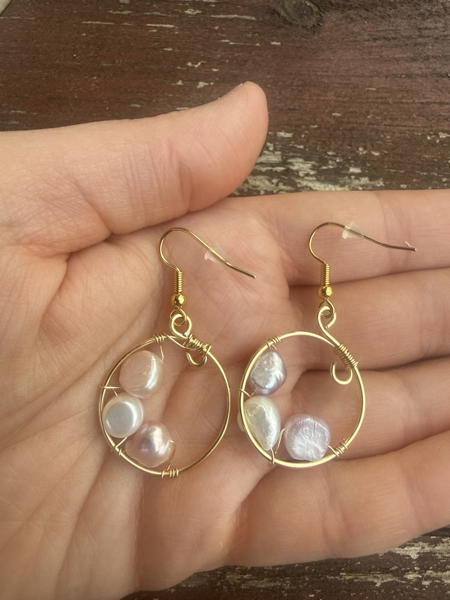 Gold Plated Freshwater Pearl Hoop Earrings