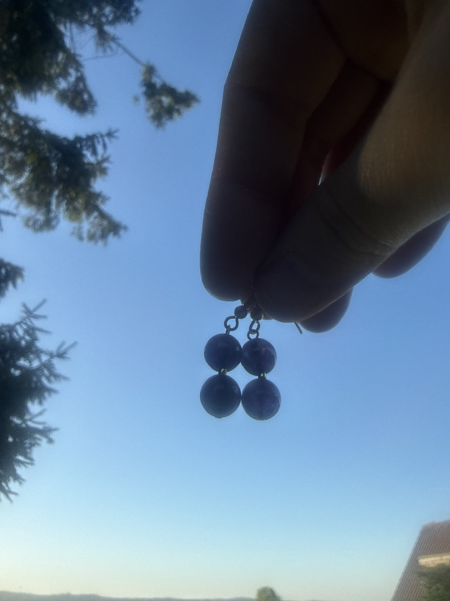 Gold Plated Double Drop Amethyst Earrings