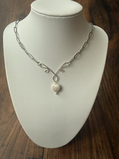 Handmade Silver Plated Pendant Necklace with Toggle Clasp