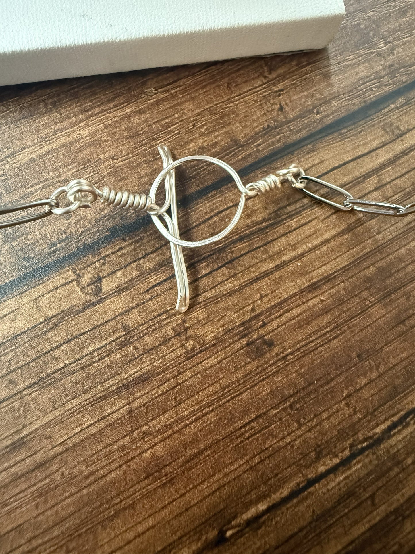 Handmade Silver Plated Pendant Necklace with Toggle Clasp
