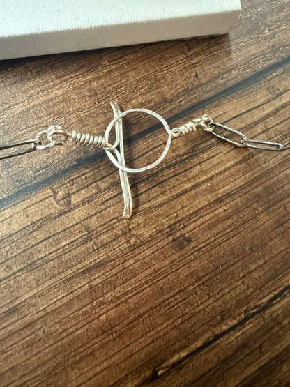Handmade Silver Plated Pendant Necklace with Toggle Clasp