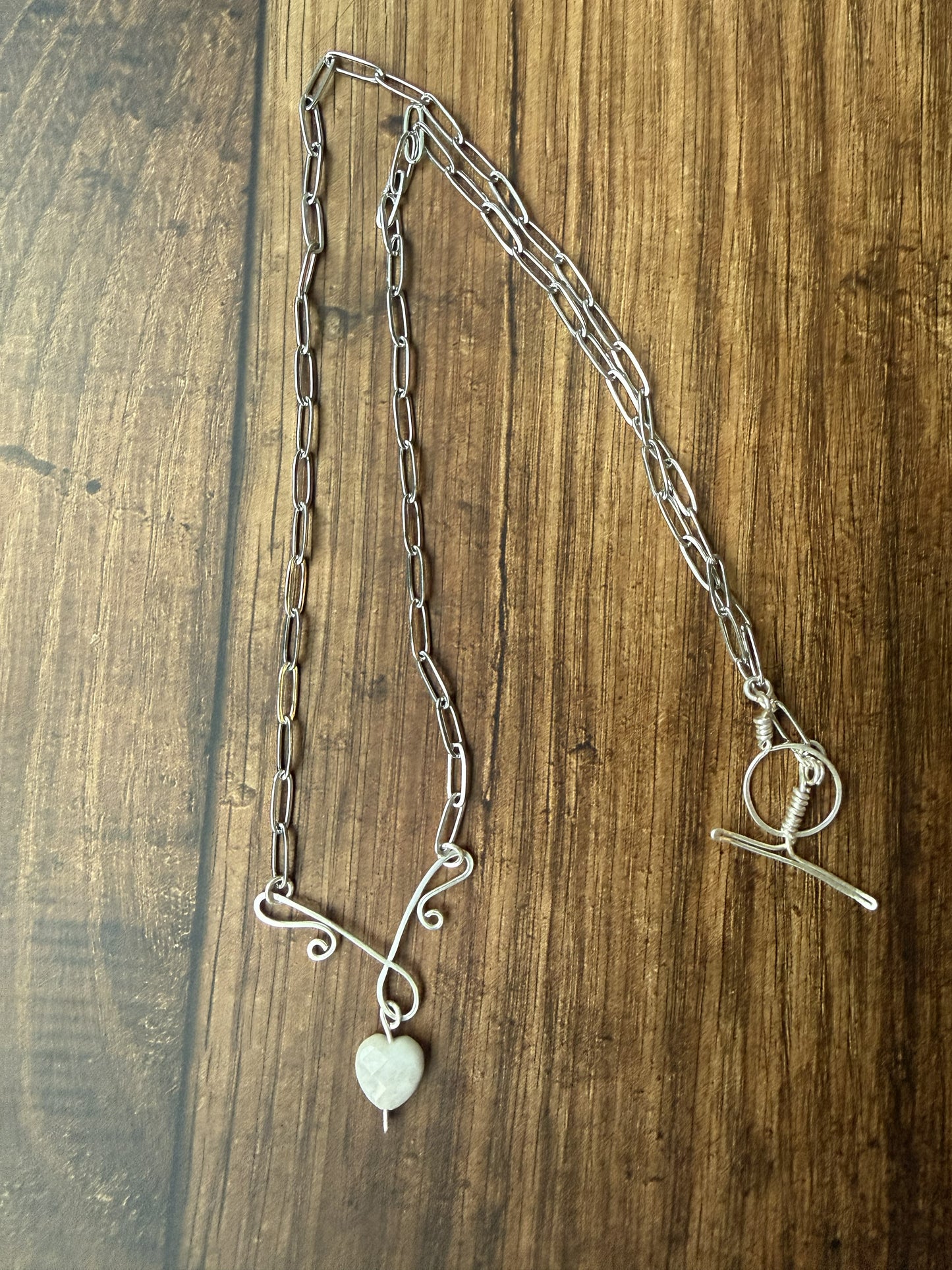 Handmade Silver Plated Pendant Necklace with Toggle Clasp