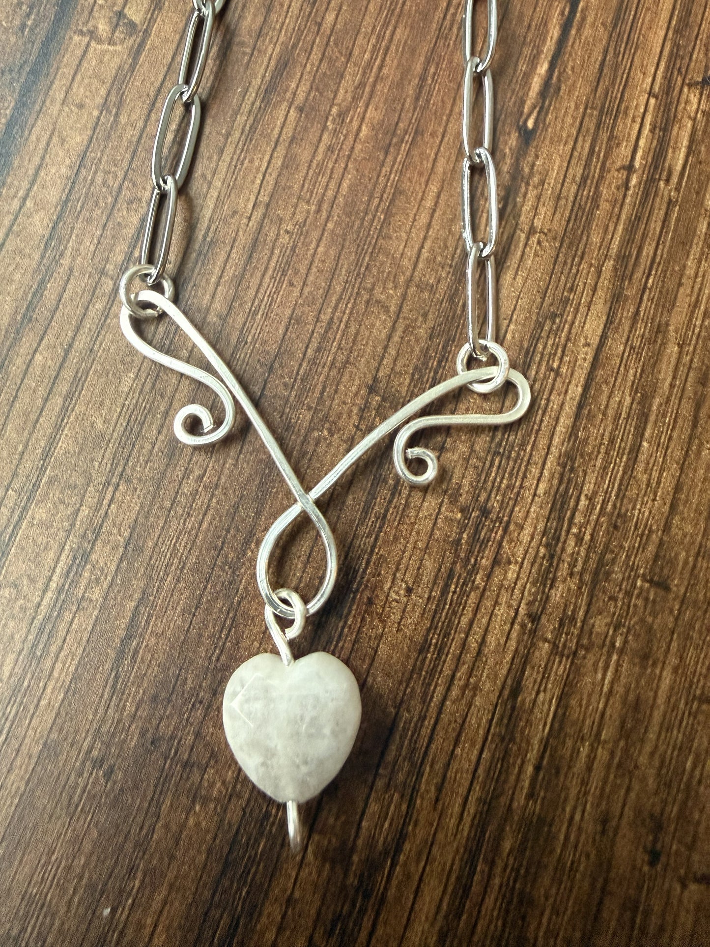 Handmade Silver Plated Pendant Necklace with Toggle Clasp