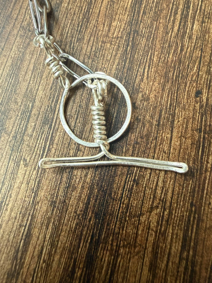 Handmade Silver Plated Pendant Necklace with Toggle Clasp
