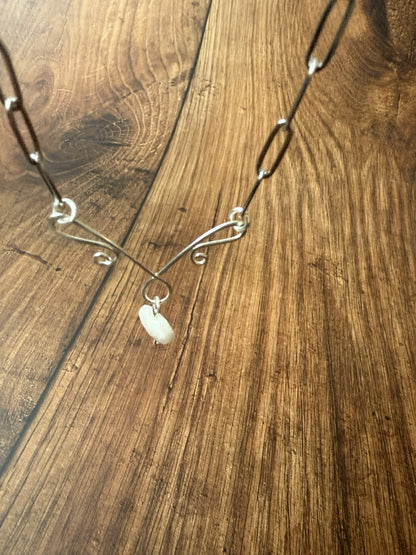 Handmade Silver Plated Pendant Necklace with Toggle Clasp
