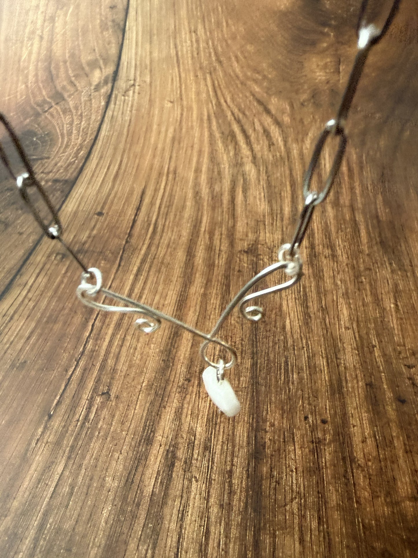 Handmade Silver Plated Pendant Necklace with Toggle Clasp