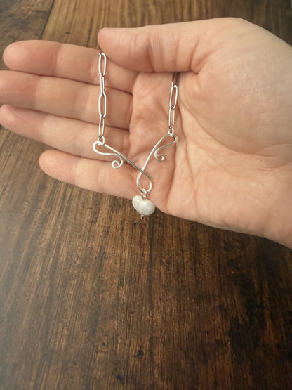Handmade Silver Plated Pendant Necklace with Toggle Clasp