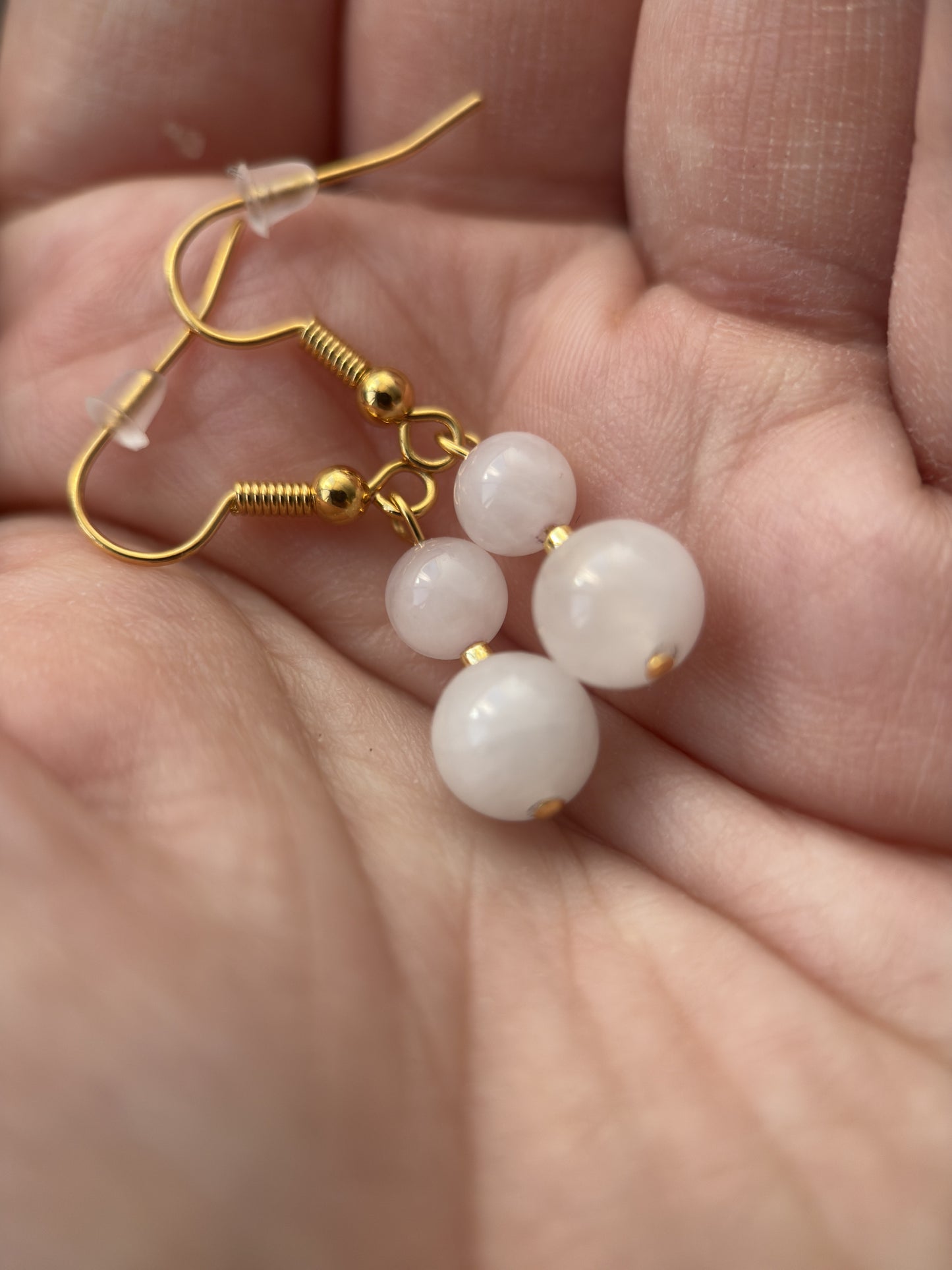 Rose Quartz Double Bead Drop Earrings