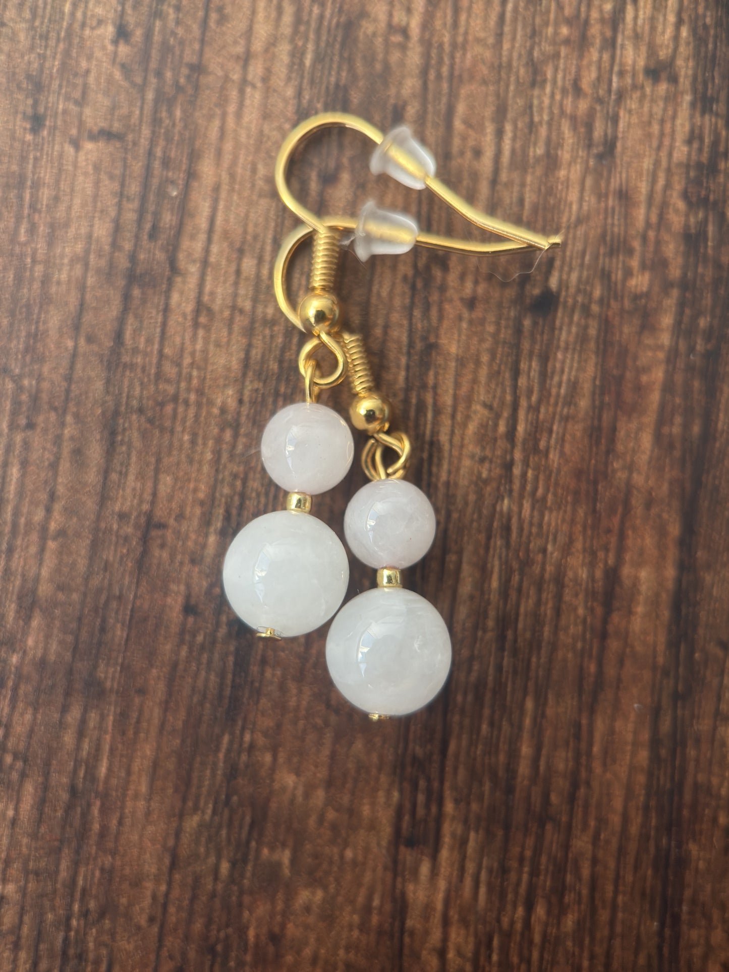 Rose Quartz Double Bead Drop Earrings
