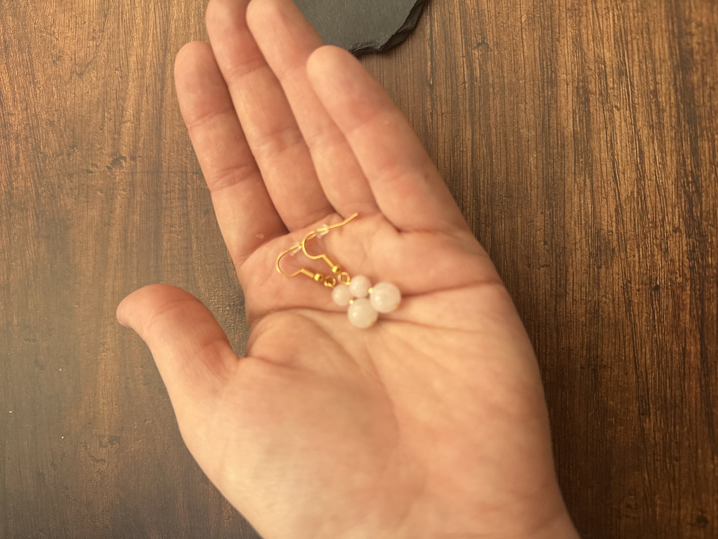 Rose Quartz Double Bead Drop Earrings