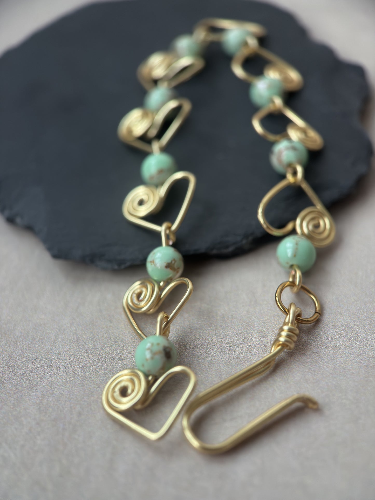Gold Plated Howlite Heart Bracelet