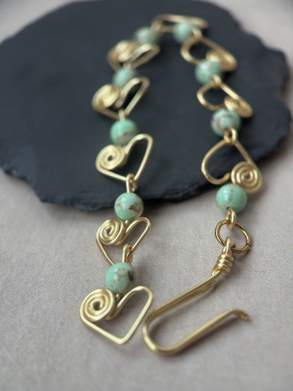 Gold Plated Howlite Heart Bracelet