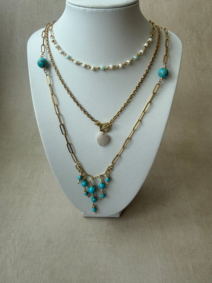 Howlite Beaded Paperclip Chain Necklace