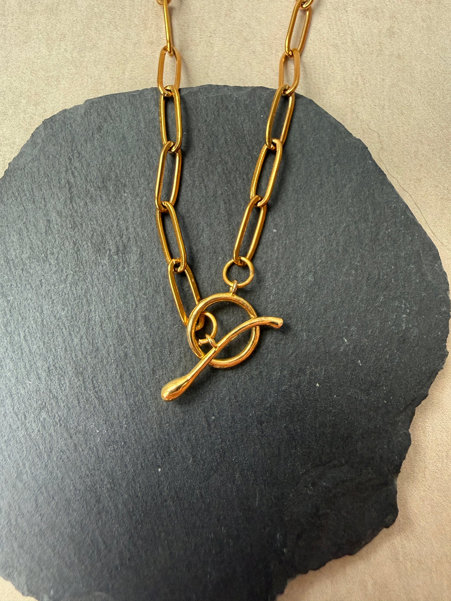 Shoushan Stone & Gold Spiral Longline Necklace
