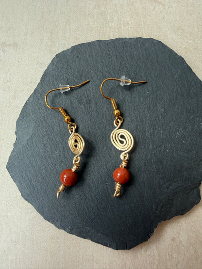 Red Jasper Spiral Drop Earrings