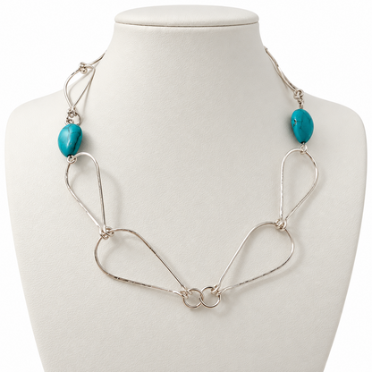 Turquoise Howlite & Silver Open-Link Necklace