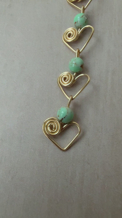 Gold Plated Howlite Heart Bracelet