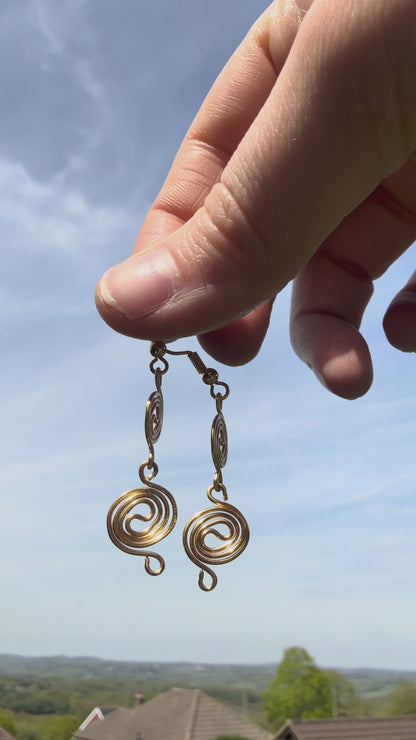 Gold Plated Double Spiral Earrings