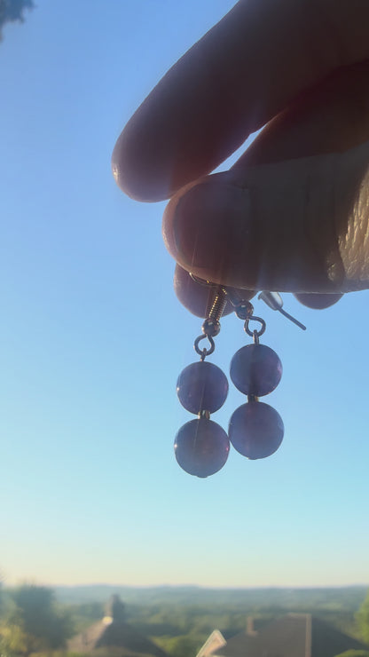 Gold Plated Double Drop Amethyst Earrings